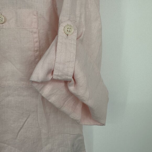 Lauren Jeans Company Ralph Lauren‎ Old Money Linen Blouse Light PInk Size Large - Picture 4 of 6
